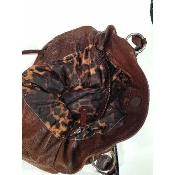Leather Purse B.MAKOWSKY Raisin Brown Belted Clip Shoulder Bag -VERY NICE - Picture 8 of 16
